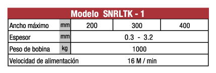 SNRLTK1 especificaciones espaniol